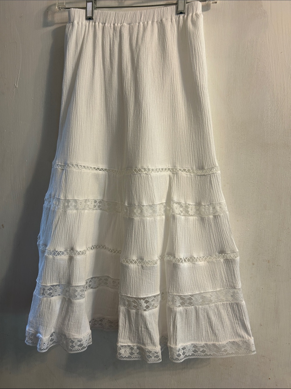 Tween Diva White Tiered Lace-Trim Maxi Skirt